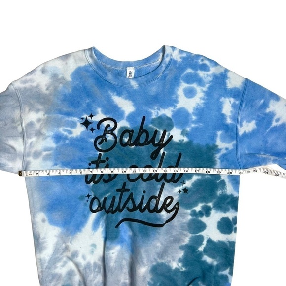 Baby It’s Cold Outside Blue Tie Dye Cozy Crewneck Pullover Sweatshirt Medium - Picture 10 of 12